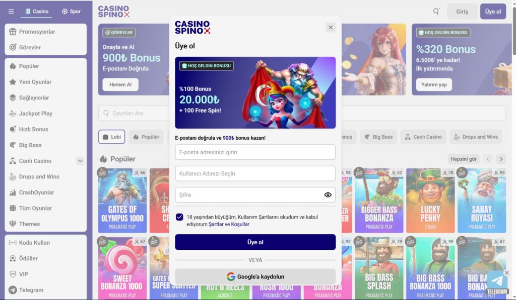 casinospino üyelik